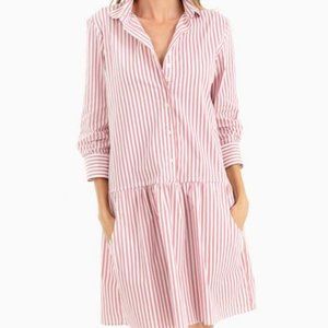 Red and White Striped Drop Waist The Shirt Dress
